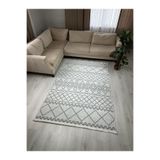 Olvido Home Modern İskandinav Desenli Yıkanabilir Kaymaz Dokuma Taban Şönil Halı Açık Gri