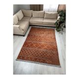 Olvido Home Modern İskandinav Desenli Yıkanabilir Kaymaz Dokuma Taban Şönil Halı Kiremit