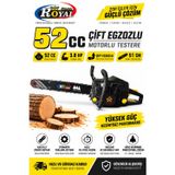 Öm-Ka Royal 52 CC - ÇİFT EGZOZLU Motorlu Testere - 51 CM KAMA - 3.8 HP Benzinli Ağaç Kesme Makinesi