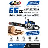 ÖM-KA Royal 55 CC - ÇİFT EGZOZLU Motorlu Testere - 51 CM KAMA - 4.2 HP Benzinli Ağaç Kesme Makinesi