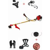 Öm-ka Royal Benzinli Yan Tırpan + Zincirli Başlık + Üçgen Bıçak Ot Çalı Çim Biçme Aparatı Set 52 cc 4.6 Hp