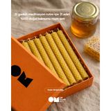 OM Rituals 21 Gün Meditasyon Seti – %100 Doğal Bal Mumu Mum (21 Adet) | Ritüel & Niyet Mumları - Sarı