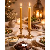 OM Rituals Ramazan Sofraları Için %100 Doğal Balmumu Mum-2'li Şamdan - Sarı - 1 Adet