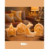 OM Rituals Ramazan Temalı Dekoratif Mum Seti | Ay Yıldız Cami Figürlü | El Yapımı Soya Wax Mum - Beyaz - 4 Adet