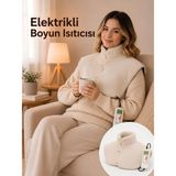 Omak 220V Elektrikli Giyilebilir Boyun ve Omuz Isıtıcı 5 Kademe Medikal Minder Ev Ofis Bölgesel Isıtma Şalı Dijital Krem Renk 57X40 cm