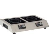 Omake IND11.I25 Cam Yüzeyli Ikili Indüksiyon Ocak, 2X2000 W, Elektrikli - Inox