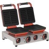 Omake Sabit Ikili Waffle Makinesi Brüksel 4x6 - Kırmızı