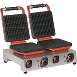 Omake Sabit Ikili Waffle Makinesi Çubuklu Çam - Kırmızı