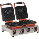 Omake Sabit Ikili Waffle Makinesi Kalp Çiçek Ø190 - Kırmızı