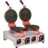 Omake WFL01.E22 Z5F Zamanlayıcılı Çiçek Çiftli Waffle Makinesi, Elektrikli - Gri - Kırmızı - Şeffaf