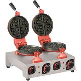 Omake WFL01.E22 Z5F Zamanlayıcılı Kare Model Çiftli Waffle Makinesi, Elektrikli - Gri - Kırmızı - Şeffaf