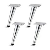 Omaks (4 Adet) 15 Cm Metal Krom Dereceli Mobilya Sehpa Kanepe Ayağı Montaj Vidaları Dahil Ayak