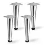 Omaks (4 Adet) 15 Cm Metal Krom Düz Mobilya Sehpa Kanepe Ayağı Montaj Vidaları Dahil Ayak
