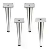 Omaks (4 Adet) 30 Cm Metal Krom Düz Mobilya Sehpa Kanepe Ayağı Montaj Vidaları Dahil Ayak