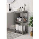Omaş Household Product 3 Katlı Banyo Raf Ünitesi (PEGGY) Beyaz Banyo Düzenleyici Şampuanlık Havluluk Dolap ( Gri )