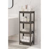 Omaş Household Product 4 Katlı Banyo Raf Ünitesi Vesken Siyah Banyo Düzenleyici Şampuanlık Havluluk Dolap