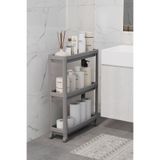 Omaş Household Product Gri Tekerlekli Dikdörtgen 3 Katlı Raf Ünitesi - Banyo Mutfak Düzenleyici Organizer Raf(GRİ)