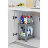 Omaş Household Product Maja Beyaz 2 Katllı Tekerlekli Banyo Rafı Mutfak Dolabı Düzenleyici Tezgah Altı Organizer
