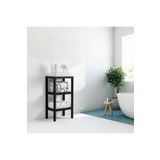Omaş Household Product Ombeg Vesken ( Düz ) Dekoratif 3 Katlı Plastik Çok Amaçlı Banyo Düzenleyici Saksılık Kitaplık Siyah