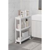 Omaş Household Product Slim Beyaz Tekerlekli Dikdörtgen 3 Katlı Raf Ünitesi - Banyo Mutfak Düzenleyici Organizer Raf Modern