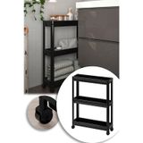 Omaş Household Product Vesken Tekerlekli Raf Ünitesi 3 Katlı Beyaz Banyo Rafı Mutfak Rafı Servis Sehpası Organizer