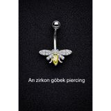 ömay takı Arı Zirkon 316l Cerrahi Çelik Göbek Piercing