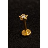 ömay takı Yıldız Tek Taş 316l cerrahi çelik Labret Piercing