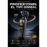 Omaze 4K Ultra Hd Profesyonel Aksiyon Kamerası Gimbal 360 Dönüş Dokunmatik Ekran Profesyonel Vlog Çekim