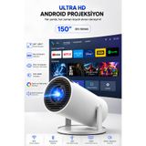 Omaze Hy300 Pro Taşınabilir Android Sinema Projeksiyon Wifi Destekli En Güncel Sürüm Akıllı Projektör Beyaz Ultra HD
