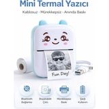 Omaze Mini Termal Yazıcı Kablosuz Telefon Bağlantılı Uygulama Kontrollü Etiket Baskı Makinesi - Mavi
