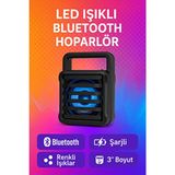Omaze Rgb LED Işıklı Bluetooth Hoparlör 3.5 Inç Siyah Suya Dayanıklı Kablosuz Model