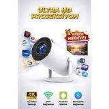 Omaze Taşınabilir Android Projeksiyon Perde Hediyeli Wifi Destekli Akıllı Sinema Projektör Ultra Hd - Beyaz