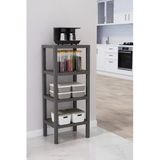 Ombeg 4 Katlı Gri Modüler Banyo Mutfak Balkon Salon Rafı Çiçeklik Düzenleyici Kitaplık Raf