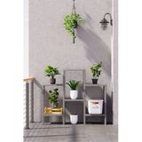Ombeg 6 Katlı Gri Modüler Banyo Mutfak Balkon Teras Salon Rafı Düzenleyici Çiçeklik Raf Ünitesi