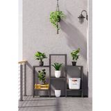 Ombeg 6 Katlı Siyah Modüler Banyo Mutfak Balkon Teras Salon Rafı Düzenleyici Çiçeklik Raf Ünitesi