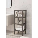 Ombeg Dekoratif 4 Katlı Plastik Çok Amaçlı Banyo Düzenleyici Saksılık Kitaplık Gri Organizer