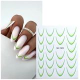 Ombre Efekt French Tırnak Sticker Yeşil Nail Art Sd-1923