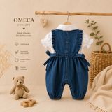 Omeca Concept Kız Bebek Denim Tulum ve Gömlek Takımı - Lacivert - 9-12M