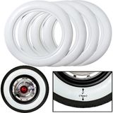 Omega 15 Inç Geniş Otomobil Beyaz Yanak Görünümlü Lastik Aksesuarı 76 mm 4 Adet Set (Sararmaz) - White