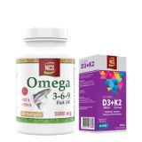 Omega 3-6-9 Fish Oil 1000MG 200 Softgels+Vitamin D3 K2 20 ml