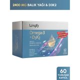 Omega 3 + D3k2, Balık Yağı, Epa, Dha, Vitamin D3, Vitamin K2 Mk7 , Vitamin E, 60 Yumuşak Kapsül