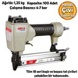 Omega Çivi Tabancası Döşeme Tabancası Hafif Başlı Havalı Çivi Çakma 10-32 Mm