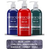 Omega Plus Bad Girl Mavi Kırmızı Yeşil Amonyaksız Saç Boyası Seti 250 ml Uzun Süre Kalıcı Etki - Omega Plus Bad Girl Mavi+Kirmizi+Yeşil Amonyaksız Renkli Saç Boyası Seti