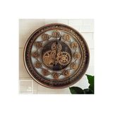 Omerta 60 cm Döner Çarklı Metal Duvar Saati, Mekanik Bakır Bronz Saat, Lüks Ev Ofis Hediyesi Kahverengi Bronz 60 x 60