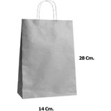 Omeyva Büküm Saplı Kraft Kağıt Çanta Karton Hediyelik Poşet Torba - Gri - 18X24 Cm. -25 Adetlik 4 Paket