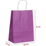 Omeyva Büküm Saplı Kraft Kağıt Karton Çanta Poşet Torba - Mor - 25X31 Cm. - 25 Adetlik 4 Paket