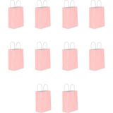 Omeyva Büküm Saplı Kraft Kağıt Karton Hediyelik Çanta Poşet Torba - Pembe - 31X41 Cm. - 10 Adetlik 1 Paket