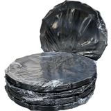 Omeyva Davet Parti Sunum Doğum Günü Siyah Renkli Sert Plastik Mika Tabak - 22 Cm. -6 Adetlik 5 Paket