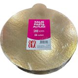 Omeyva Yuvarlak Kalın Altın Pasta Kek Turta Altlığı Tabanı - 20 Cm. - 25 Adetlik Paket