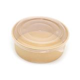 Omeyva Yuvarlak Şeffaf Kapaklı Kağıt Karton Kraft Salata Yemek Kabı Kase- 26 Oz - 750 Ml. - 10 Adet